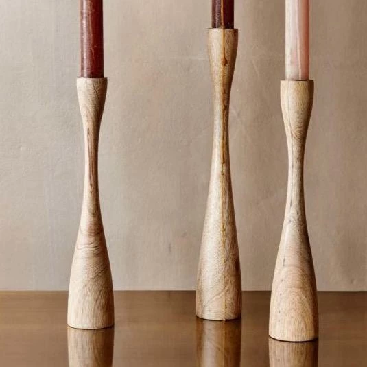 Nkuku Natural Mango Wood Candlestick 2 Nkuku Natural Mango Wood Candlestick