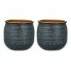 Nkuku Tembesi Antique Black Brass Planter Set Of 2