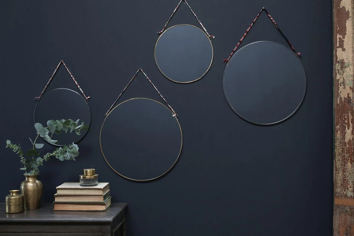 Nkuku Kiko Small Round Mirror Antique Brass 3 Nkuku Kiko Small Round Mirror Antique Brass
