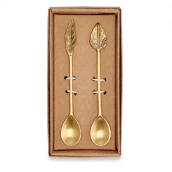Nkuku Brass Leaf Spoons Set Of 2
