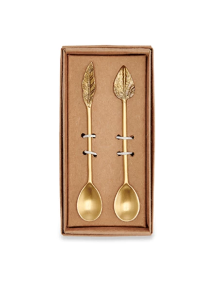 Nkuku Brass Leaf Spoons Set Of 2 1 Nkuku Brass Leaf Spoons Set Of 2