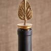 Nkuku Poplar Leaf Bottle Stopper Antique Brass