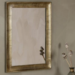 Nkuku Yadur Rectangular Mirror Antique Brass Small