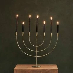 Nkuku Large Antique Brass Mbata Candelabra