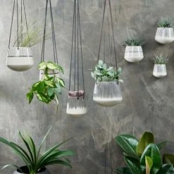 Nkuku Matamba Ceramic Hanging Planter - Lines