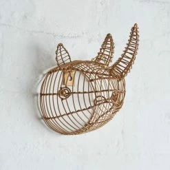 Nkuku Eko Mini Rhinoceros Head In Brass