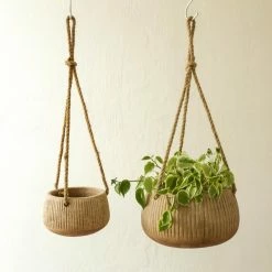 Nkuku Wampu Hanging Planter Distressed Terracotta Small