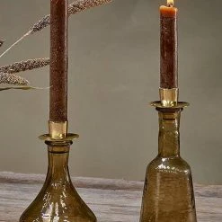 Nkuku Sepia Sirsa Tapered Glass Candlestick Holder
