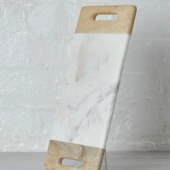 Nkuku Bwari White Marble And Mangowood Small Platter