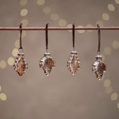 Nkuku Bhara Oak Leaf Bauble In Antique Rust