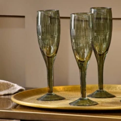 Nkuku Mila Champagne Flute In Dark Emerald Set Of 4 5 Nkuku Mila Champagne Flute In Dark Emerald Set Of 4