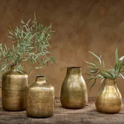 Nkuku Aged Antique Brass Iron Tapered Vase