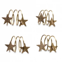 Nkuku Set Of 4 Antique Brass Star Napkin Rings