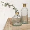 Nkuku Clear & Antique Brass Small Hammered Bottle Vase