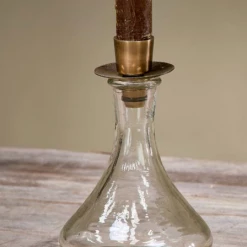 Nkuku Sirsa Glass Tapered Candlestick Clear