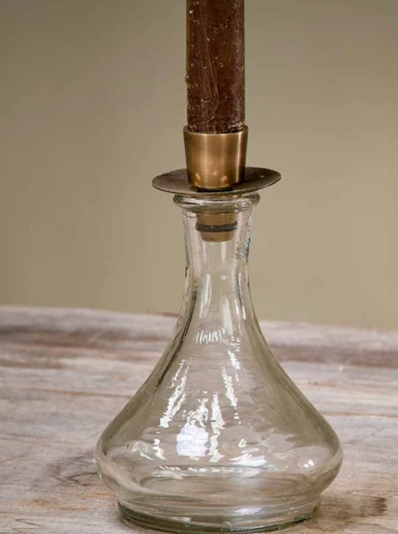 Nkuku Sirsa Glass Tapered Candlestick Clear 1 Nkuku Sirsa Glass Tapered Candlestick Clear