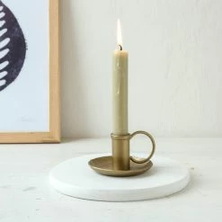 Nkuku Amri Iron Candlestick - Antique Brass