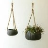 Nkuku Wampu Hanging Planter Distressed Brown Black Small