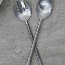 Nkuku Sirkali Brushed Silver Salad Servers