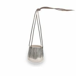 Nkuku Matamba Lines Ceramic Hanging Planter Small