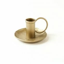 Nkuku Amri Iron Candlestick - Antique Brass