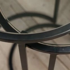 Nkuku Nakuru Iron Glass Nesting Side Table