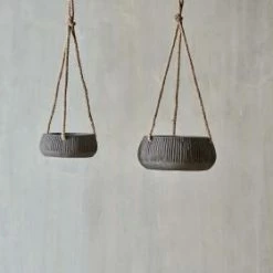 Nkuku Wampu Hanging Planter Distressed Brown Black Large