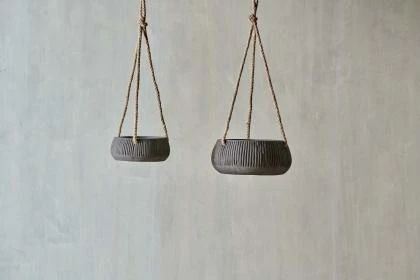 Nkuku Wampu Hanging Planter Distressed Brown Black Large 2 Nkuku Wampu Hanging Planter Distressed Brown Black Large