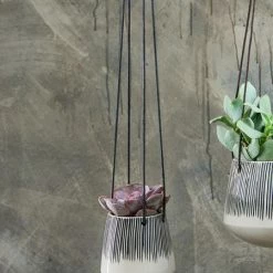 Nkuku Matamba Lines Ceramic Hanging Planter Small