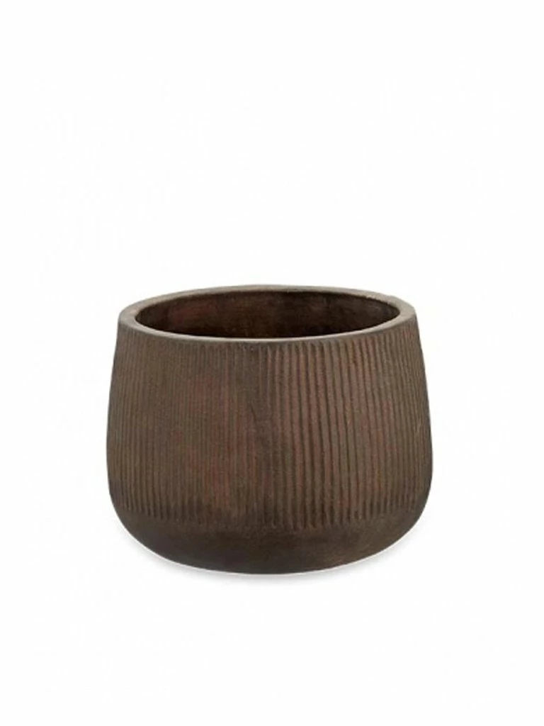 Nkuku Small Wampu Wide Planter In Brown Black 4 Nkuku Small Wampu Wide Planter In Brown Black