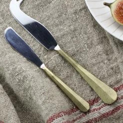 Nkuku Brushed Gold Osko Cheese And Butter Knife Set