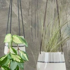 Nkuku Matamba Black Matchsticks Ceramic Hanging Planter