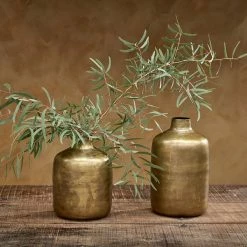 Nkuku Small Aged Antique Brass Straight Vase