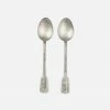 Nkuku Set Of 2 Veeta Brushed Silver Serving Spoons