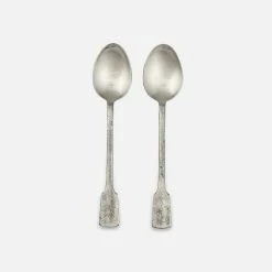 Nkuku Set Of 2 Veeta Brushed Silver Serving Spoons
