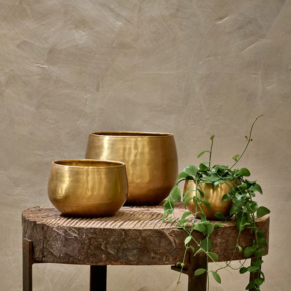Nkuku Small Brass Planter 1 Nkuku Small Brass Planter