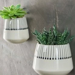 Nkuku Matamba Black Matchsticks Ceramic Wall Hung Planter