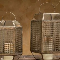 Nkuku Nakko Lantern In Aged Antique Brass