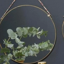 Nkuku Kiko Round Hanging Mirror In Antique Brass