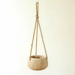 Nkuku Wampu Hanging Planter Distressed Terracotta Small