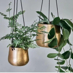 Nkuku Atsu Brass Hanging Planter Small
