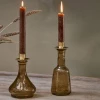Nkuku Sirsa Glass Tall Candlestick Sepia