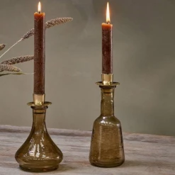 Nkuku Sirsa Glass Tall Candlestick Sepia