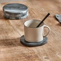 Nkuku Esa Marble Coasters Set Of 4 Grey