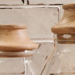 Nkuku Glass Mango Wood Deeka Storage Jar Medium