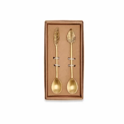 Nkuku Leaf Brass Spoons Set Of 2