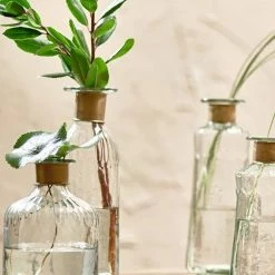 Nkuku Chara Large Lines Bottle In Antique Brass