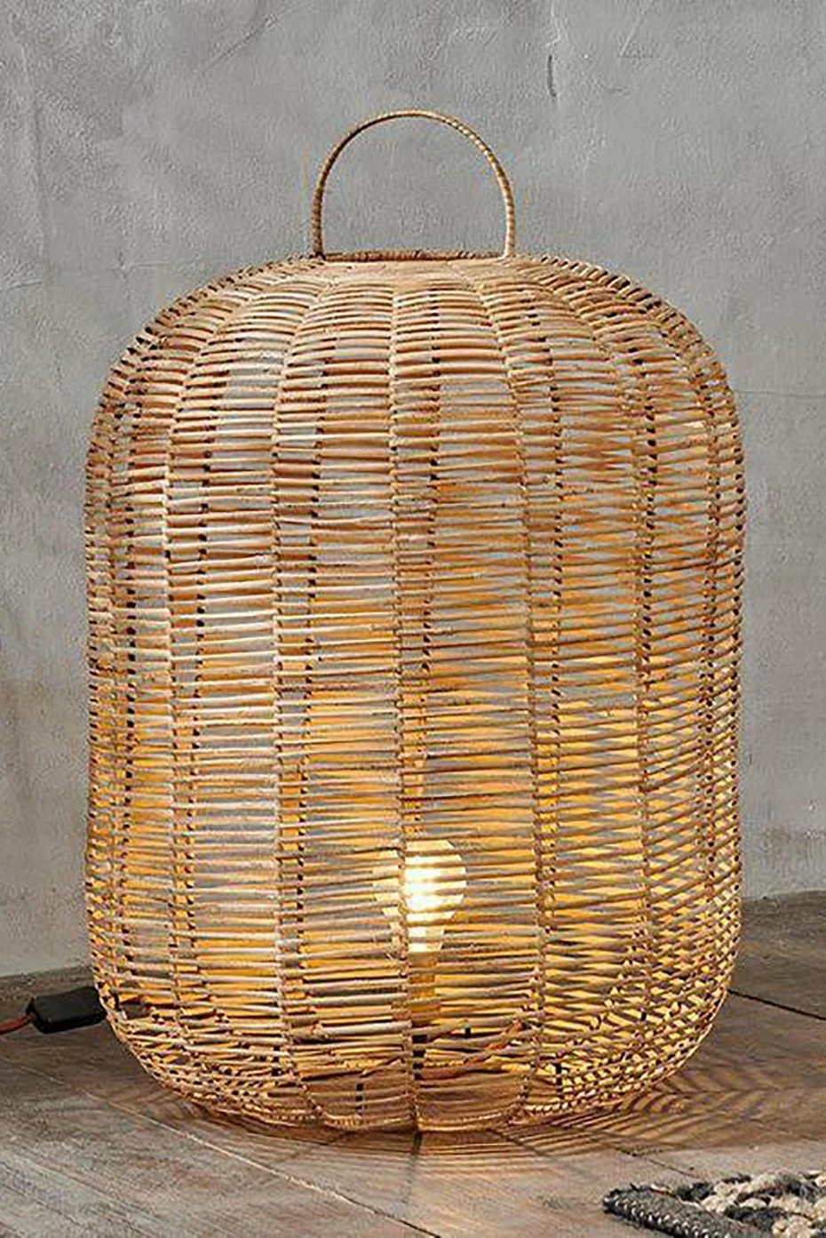 Nkuku Natural Noko Wicker Lamp Small 48 X 30cm 1 Nkuku Natural Noko Wicker Lamp Small 48 X 30cm