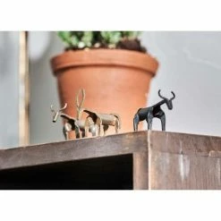 Nkuku Basanti Brass Cow Antique Brass Set Of Two