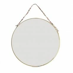 Nkuku Kiko Round Hanging Mirror In Antique Brass